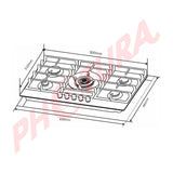 Sankey Estufa Empotrable a Gas de Vidrio Templado | 90cm | 5 Quemadores | Encendido por Pulso