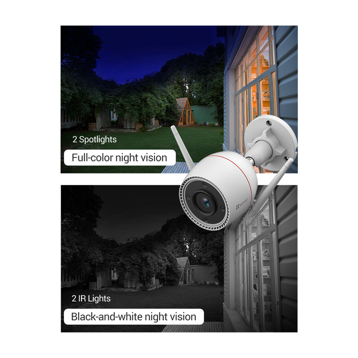 EZVIZ H3c 2K Cámara de Seguridad WiFi para Casa | 2K | Visión Nocturna a Color | Detección de Movimiento | IP67 | Tecnología de Vídeo H.265