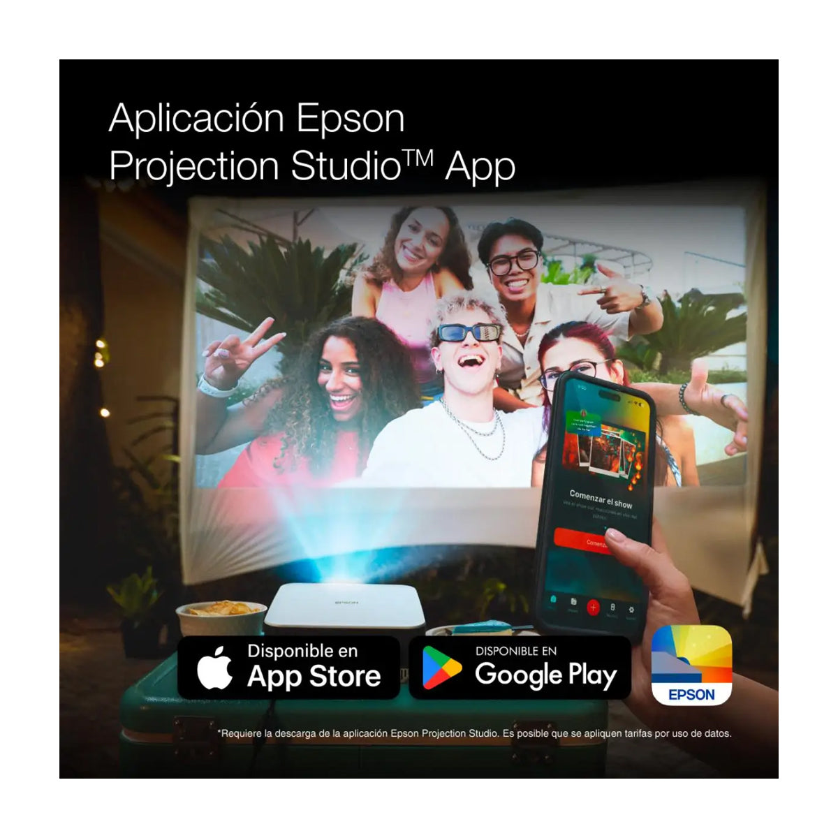 Epson EF-30 Proyector Portátil Smart | Google TV | FHD | 3LCD | 350 Lúmenes | 30" - 150" | 16:9 | WiFi | Bluetooth | Altavoces de Audio Dolby