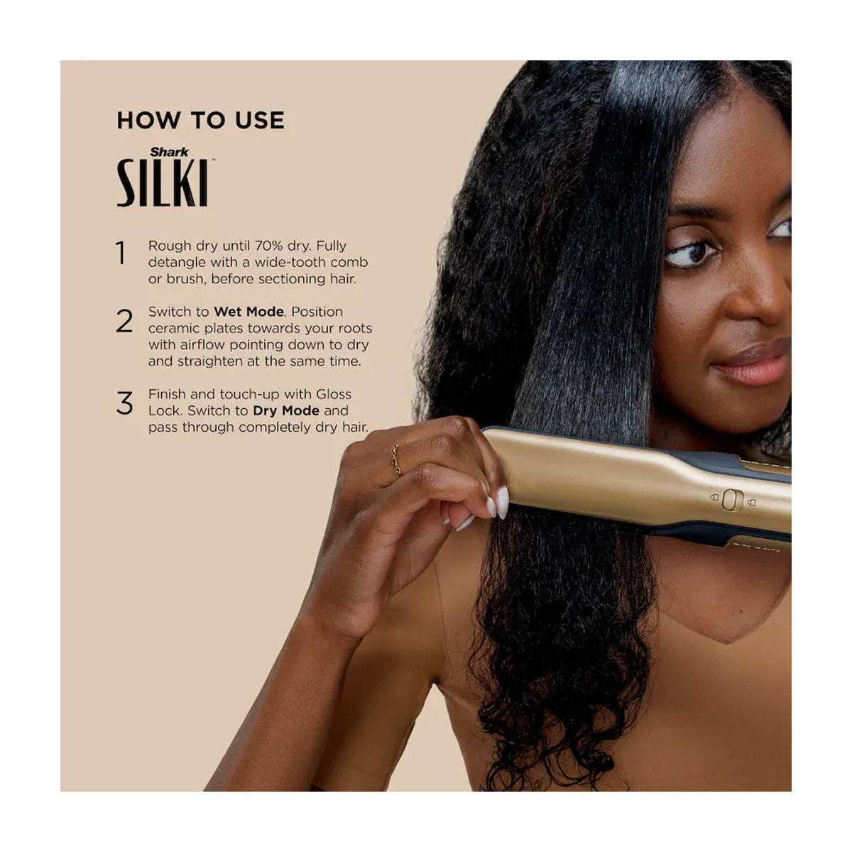 Shark Glam Cepillo Secador 5-en-1 | Multi-Estilizador | Air Styler Straightener | Gold