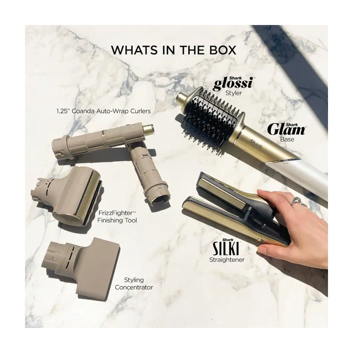 Shark Glam Cepillo Secador 5-en-1 | Multi-Estilizador | Air Styler Straightener | Gold