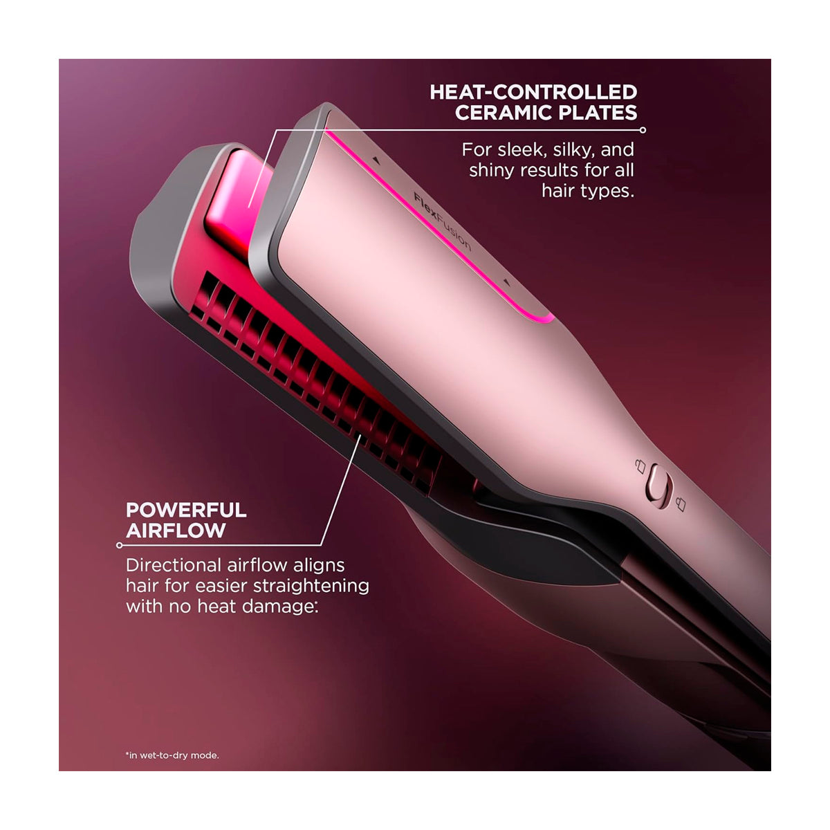 Shark FlexFusion Cepillo Secador 5-en-1 | Multi-Estilizador | Air Styler Straightener | Cosmic Blush