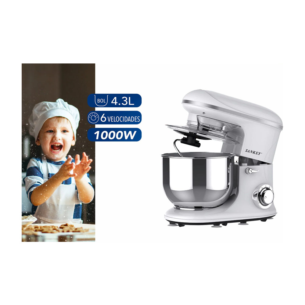 Sankey Batidora de Pedestal de 6 Velocidades | 5.5L | 1200W | Blanco
