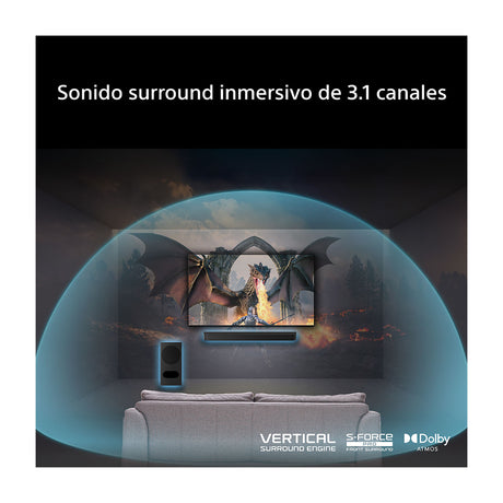 Sony BRAVIA Theatre Bar 5 Barra de Sonido Bluetooth de 3.1 Canales | Subwoofer | S-Force PRO Front Surround | Dolby Atmos | DTS:X | 250W