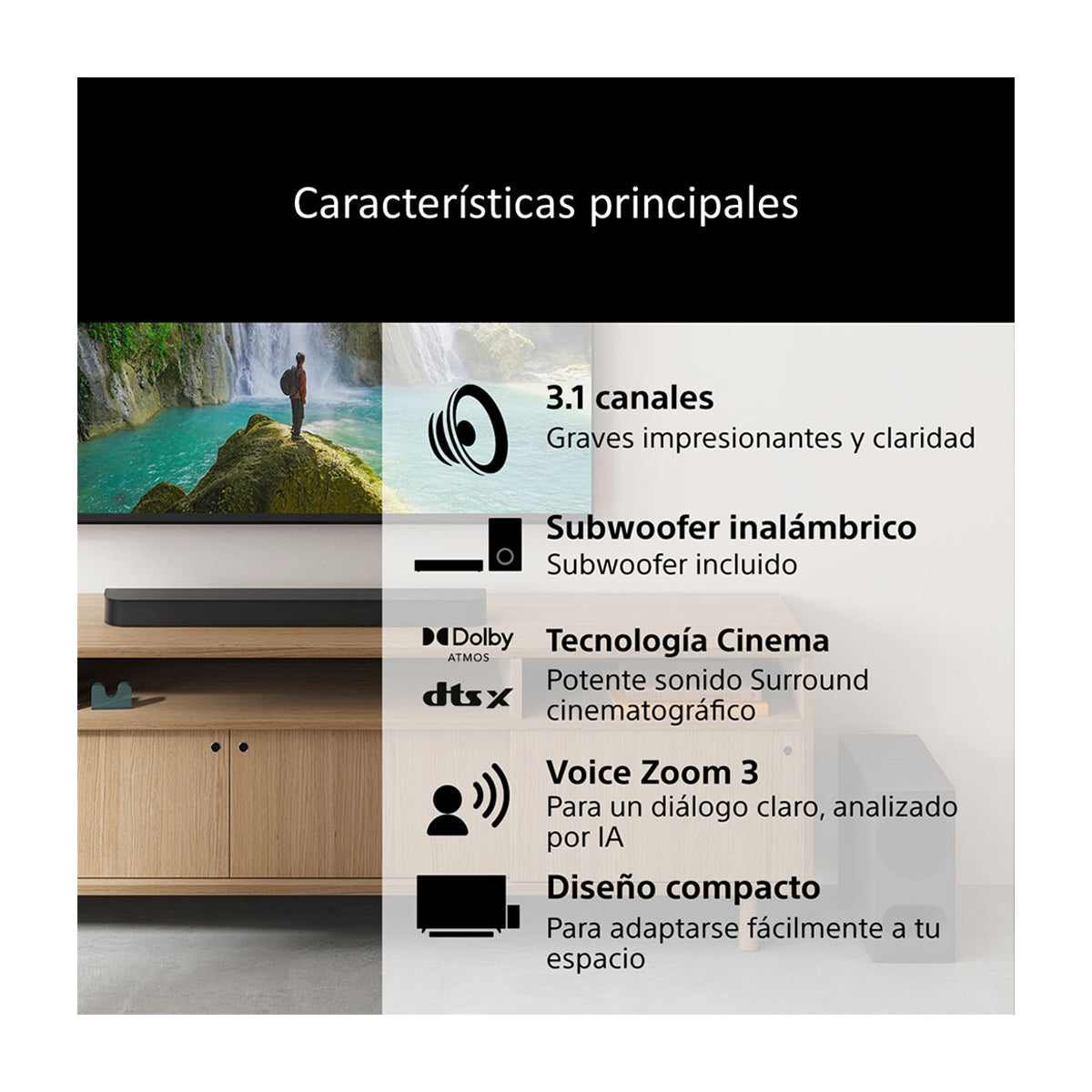 Sony BRAVIA Theatre Bar 5 Barra de Sonido Bluetooth de 3.1 Canales | Subwoofer | S-Force PRO Front Surround | Dolby Atmos | DTS:X | 250W