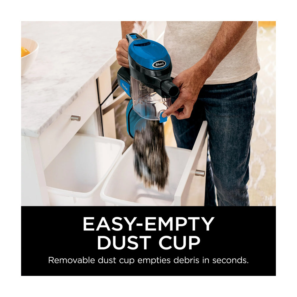 Shark Rocket Pet Aspiradora | Succión Potente | Dirección Giratoria | Ligera | Azul Gris