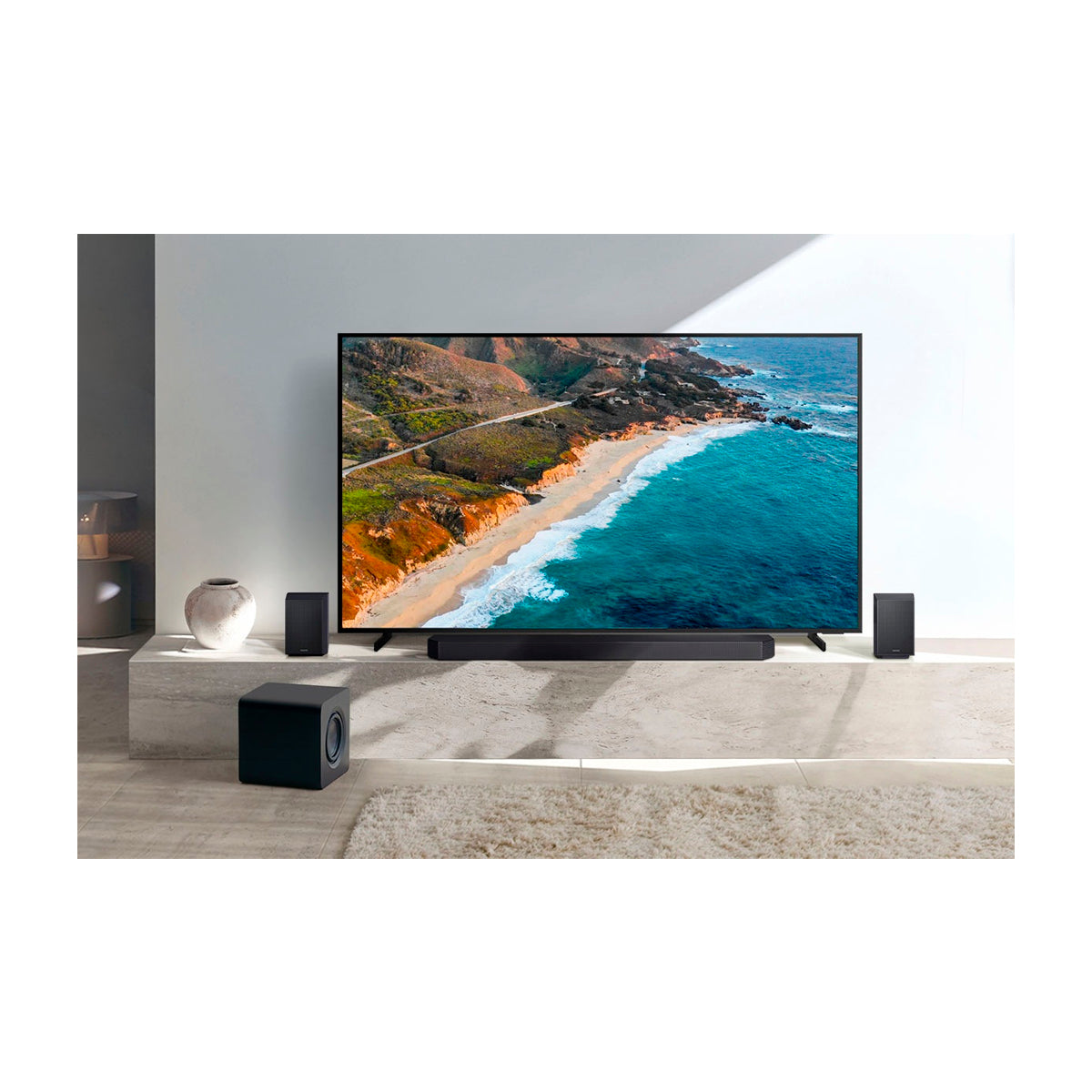 Samsung Barra de Sonido Bluetooth de 9.1.4 Canales | Subwoofer | Sonido Envolvente 3D | Q-Symphony | SpaceFit Sound Pro | GM Pro | WiFi | AVA Pro | Wireless Dolby Atmos | DTS:X | 580W