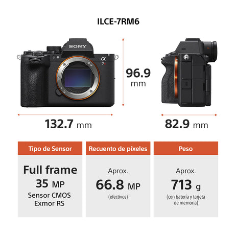 Sony a7R VI Alpha Cámara Digital Mirrorless Body | ILCE-7RM6 | Full Frame