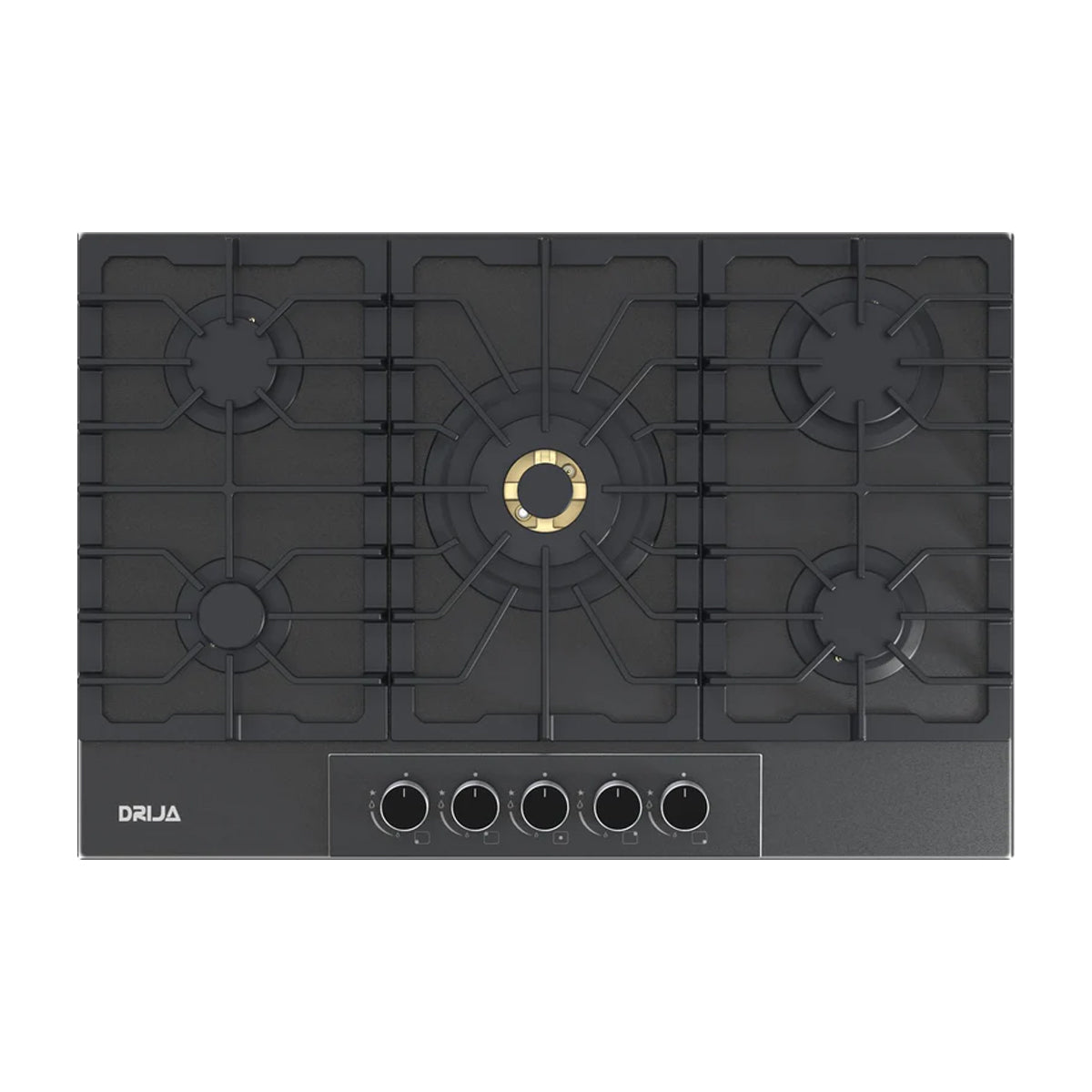 Drija Italia 76 Estufa Empotrable a Gas de Vidrio Templado | 5 Quemadores | 5 Válvulas de Seguridad