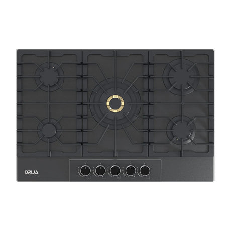 Drija Italia 76 Estufa Empotrable a Gas de Vidrio Templado | 5 Quemadores | 5 Válvulas de Seguridad
