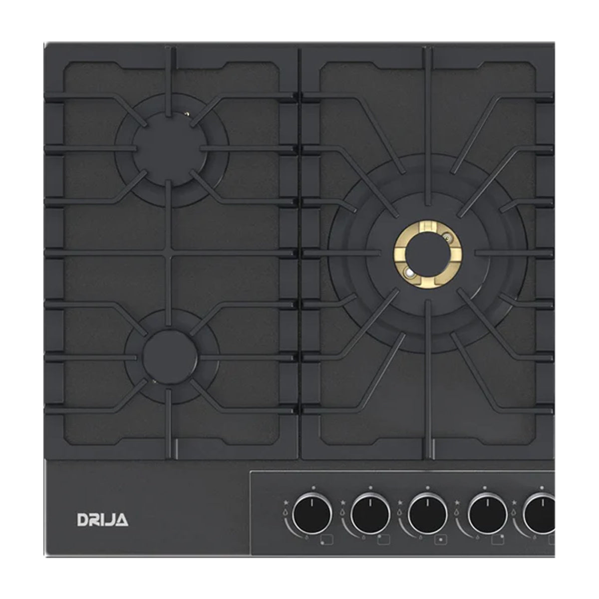 Drija Italia 76 Estufa Empotrable a Gas de Vidrio Templado | 5 Quemadores | 5 Válvulas de Seguridad