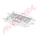 Drija Italia 90 Estufa Empotrable a Gas de Vidrio Templado | 5 Quemadores | 5 Válvulas de Seguridad