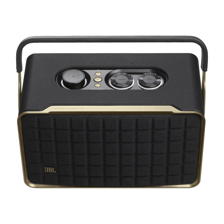 JBL Authentics 300 Bocina Portátil Bluetooth | Smart WiFi | Diseño Retro | Asistentes de Voz | 8H | Negro Dorado