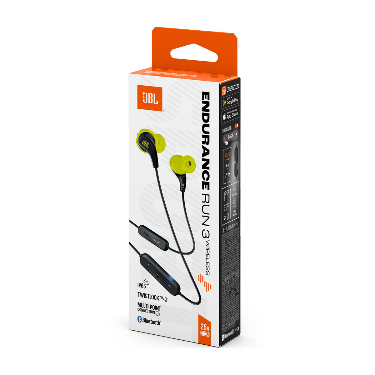 JBL Endurance RUNBT 3 Audífonos Inalámbricos Bluetooth Deportivos | Negro Amarillo