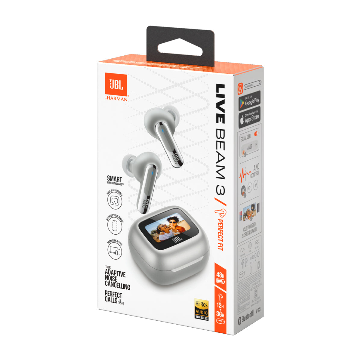 JBL Live Beam 3 True Wireless Audífonos Inalámbricos Bluetooth | Adaptive Noise Cancelling | Plateado