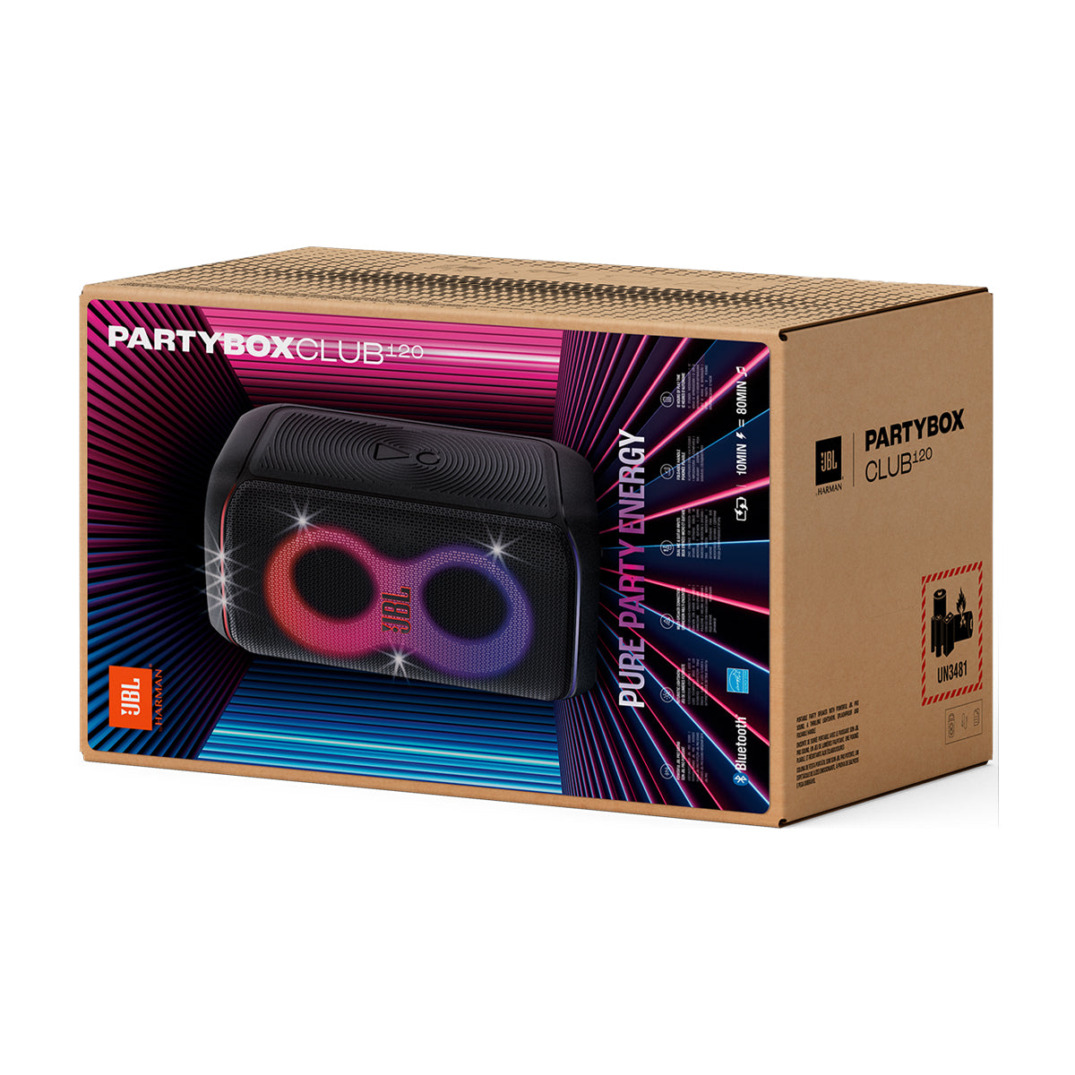 JBL PartyBox Club 120 Bocina Portátil Bluetooth | JBL Pro Sound | Luces | 12H | IPX4 | Negro