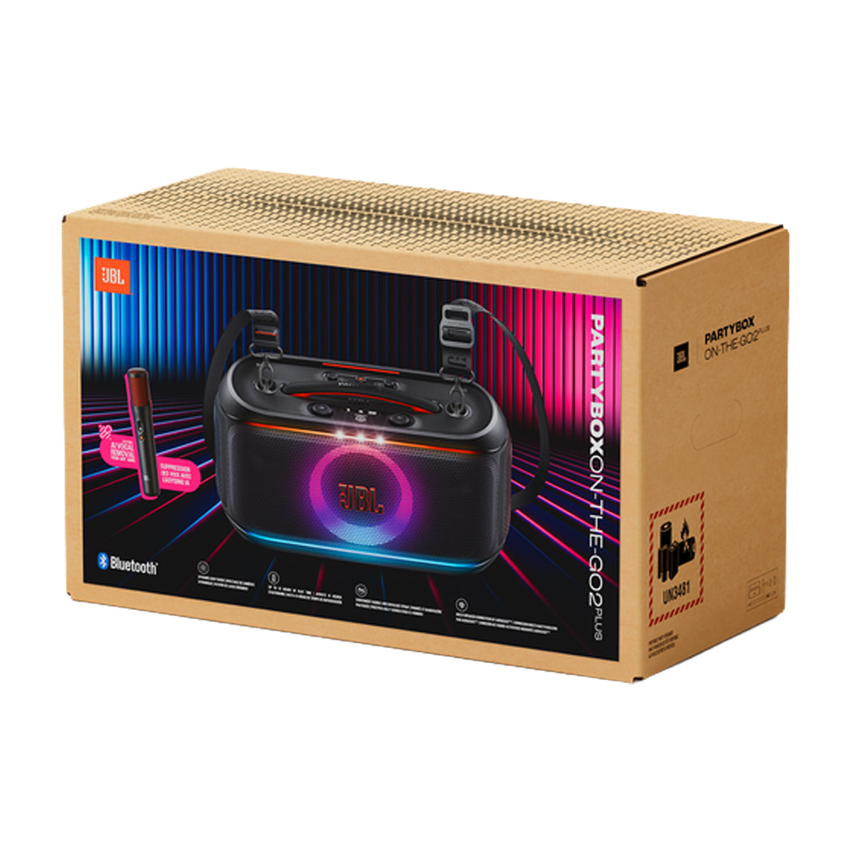 JBL PartyBox On-the-Go 2 Plus Bocina Portátil Bluetooth | JBL Original Pro | Micrófono | Luces | 15H | IPX4 | Negro
