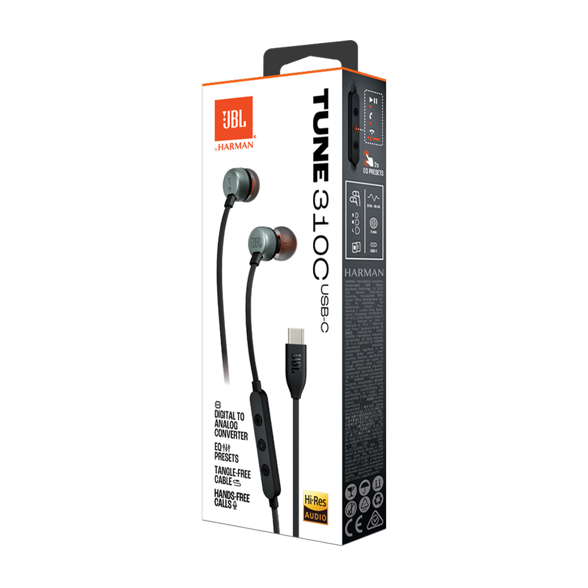 JBL Tune 310C Audífonos de Cable | Negro
