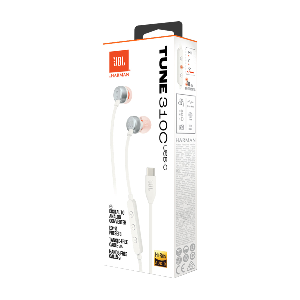 JBL Tune 310C Audífonos de Cable | Blanco