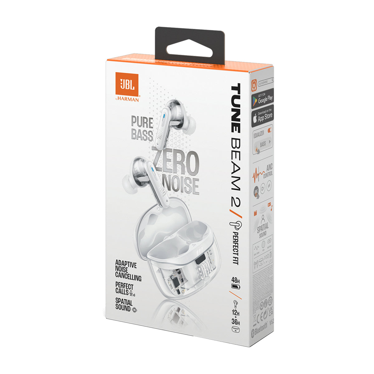 JBL Tune Beam 2 Ghost Edition True Wireless Audífonos Inalámbricos Bluetooth | Adaptive Noise Cancelling | Blanco