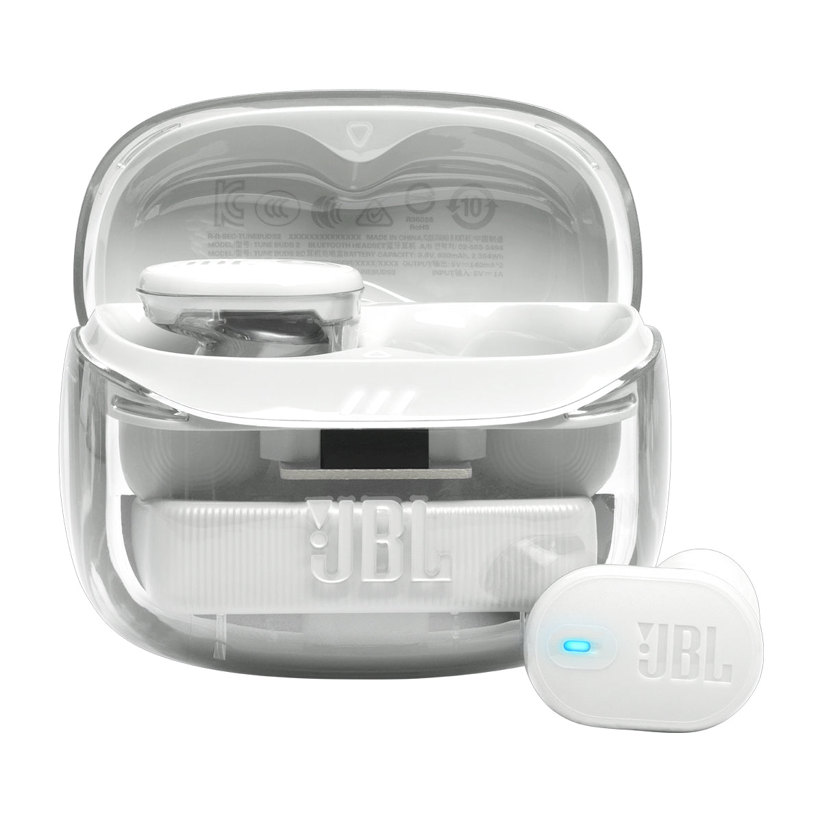 JBL Tune Buds 2 Ghost Edition True Wireless Audífonos Inalámbricos Bluetooth | Adaptive Noise Cancelling | Blanco