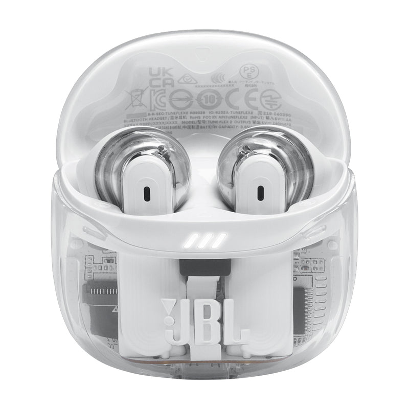 JBL Tune Flex 2 Ghost Edition True Wireless Audífonos Inalámbricos Bluetooth | Adaptive Noise Cancelling | Blanco
