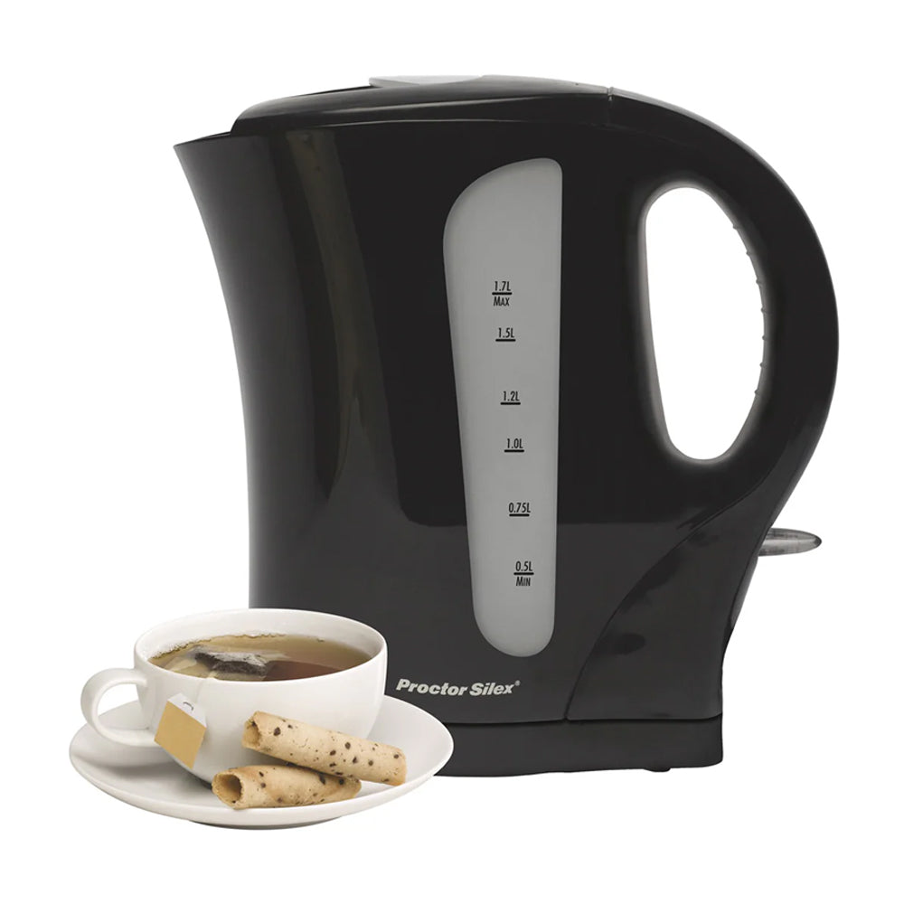 Proctor Silex Hervidor Eléctrico de 1.7 Litros | Apagado Automático | Vertido Inalámbrico | Negro