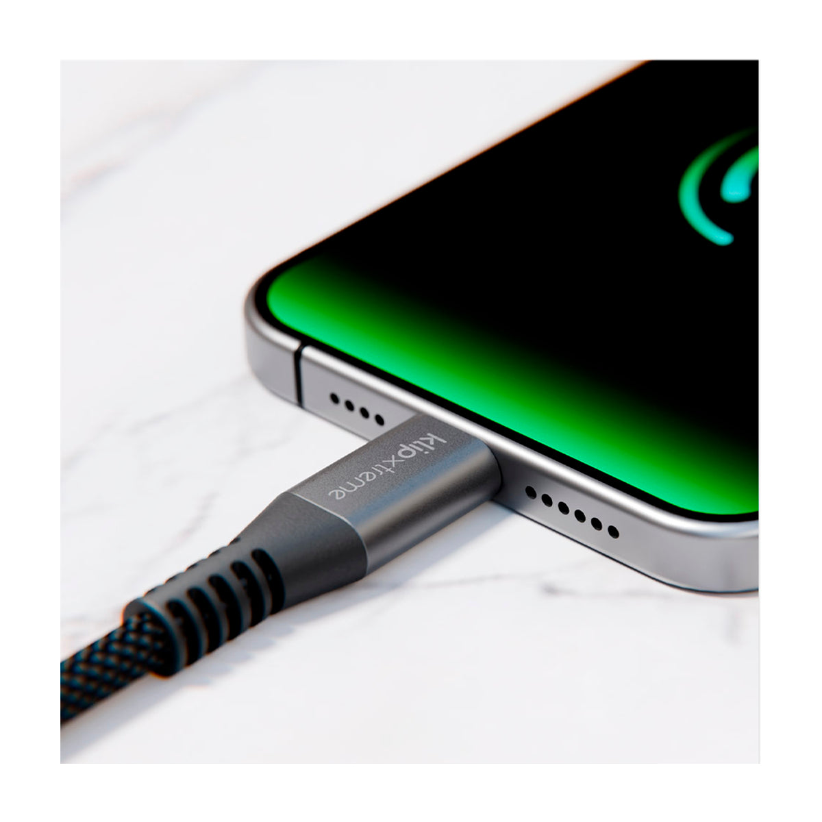 Klip Xtreme PowerGo 050 Cable USB A a USB C | 1 Metros | Negro Plateado