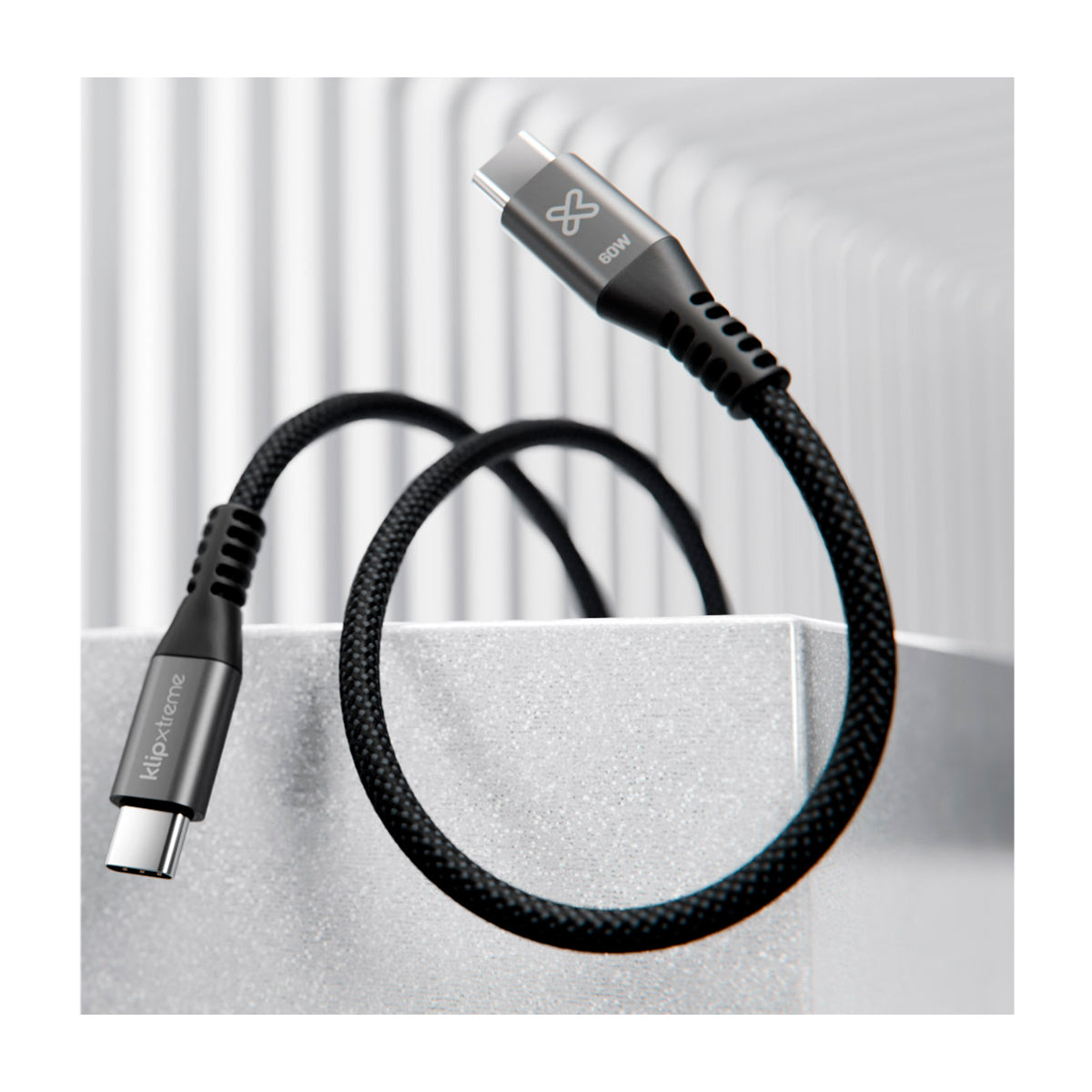 Klip Xtreme PowerGo 750 Cable USB C a USB C | 1.8 Metros | Negro Plateado