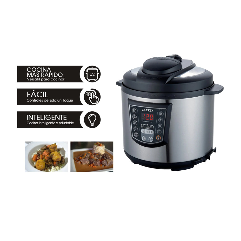 Sankey Olla Multifuncional de 6L | 8 Programas | Sistema Inteligente | Cocción Rápida & Lenta