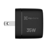 Klip Xtreme Adaptador de Corriente de Pared | 2 puertos | Tecnología GaN | Pantalla LCD | Negro