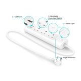TP-Link Regleta Protectora de Sobretensión Inteligente WiFi | Control Remoto | Control por Voz | Programable | 3 Salidas | 2 USB