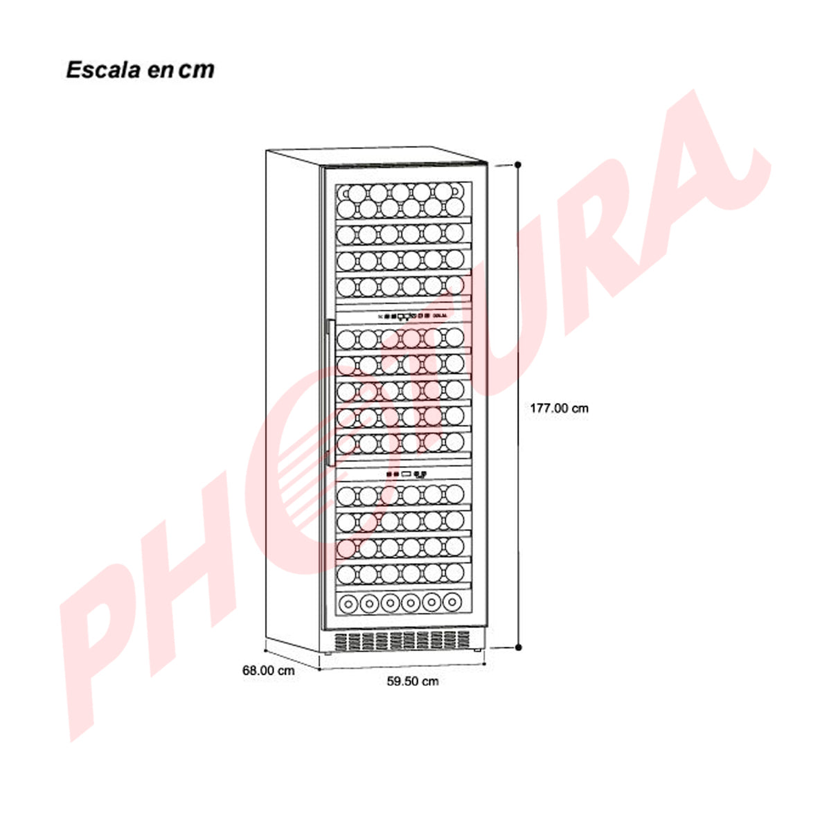 Drija Lambrusco 160 Vinera Empotrable de Compresor de 160 Botellas | Rejillas de Madera Deslizables