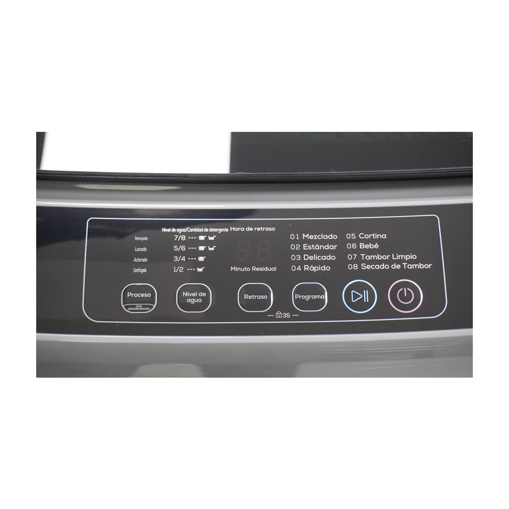 Drija Lavatrice 1305 Lavadora Automática de Carga Superior | Panel Digital | Programable | Lavado Rápido | 13.5kg | Gris
