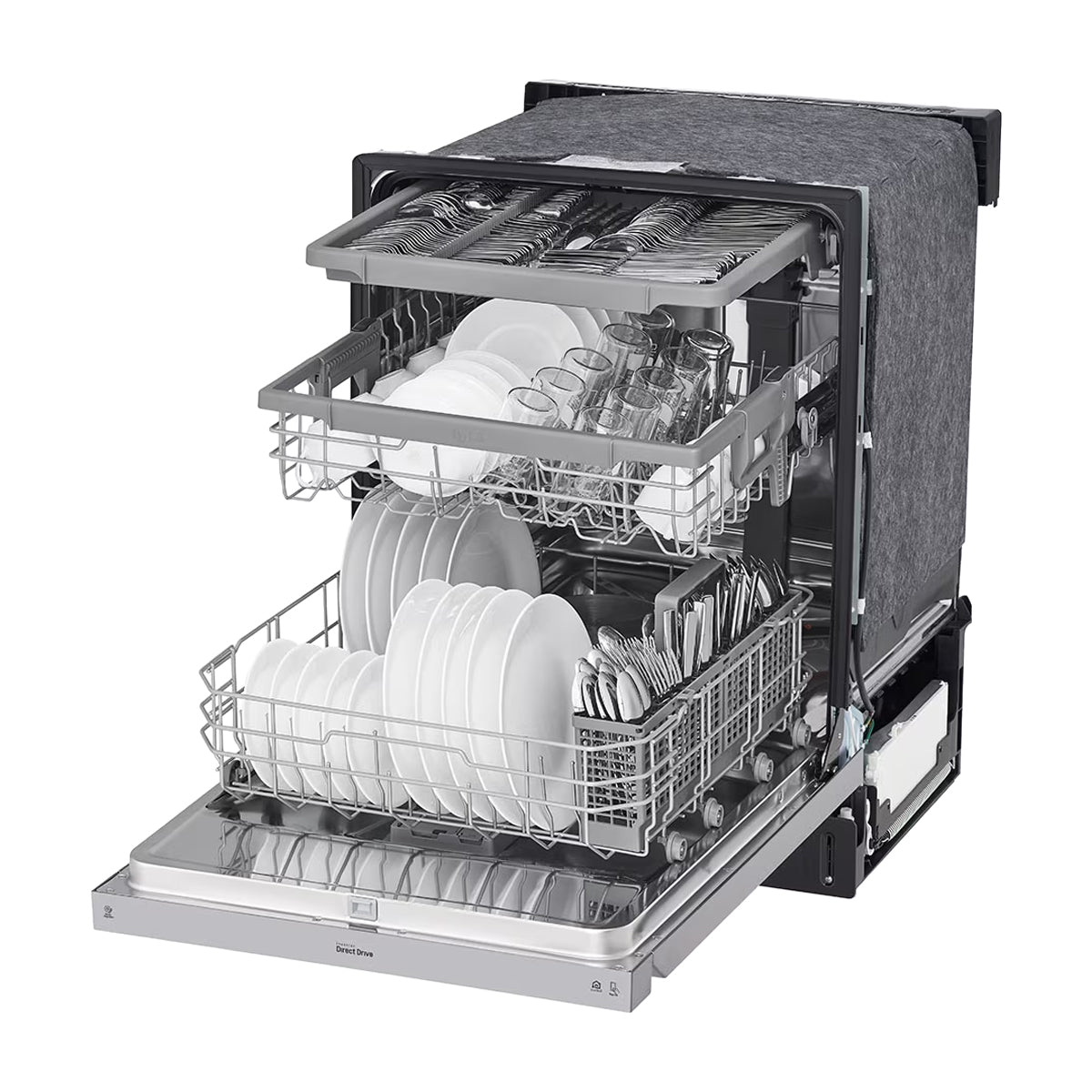 LG Lavaplatos Empotrable de 24" | Inverter Direct Drive | Digital | ThinQ | QuadWash | EasyRack Plus | Tercera Rejilla | Silencioso 48 dBA | 15 P/S | Acero Inoxidable
