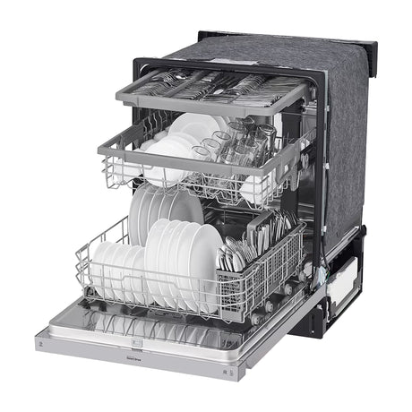 LG Lavaplatos Empotrable de 24" | Inverter Direct Drive | Digital | ThinQ | QuadWash | EasyRack Plus | Tercera Rejilla | Silencioso 48 dBA | 15 P/S | Acero Inoxidable
