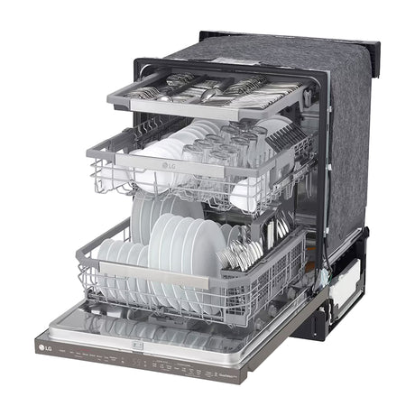 LG Lavaplatos Empotrable de 24" | Inverter Direct Drive | Digital | ThinQ | QuadWash | True Steam | Tercera Rejilla | Silencioso 44 dBA | 15 P/S | Acero Inoxidable