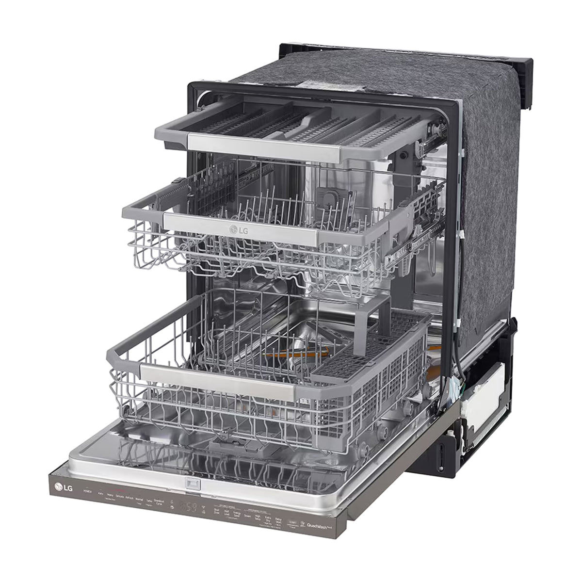 LG Lavaplatos Empotrable de 24" | Inverter Direct Drive | Digital | ThinQ | QuadWash | True Steam | Tercera Rejilla | Silencioso 44 dBA | 15 P/S | Acero Inoxidable