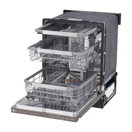 LG Lavaplatos Empotrable de 24" | Inverter Direct Drive | Digital | ThinQ | QuadWash | True Steam | Tercera Rejilla | Silencioso 44 dBA | 15 P/S | Acero Inoxidable