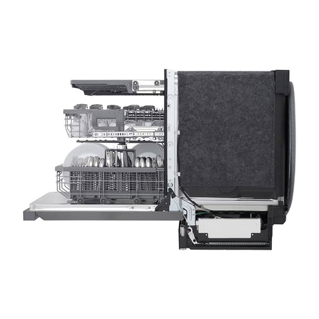 LG Lavaplatos Empotrable de 24" | Inverter Direct Drive | Digital | ThinQ | QuadWash | True Steam | Tercera Rejilla | Silencioso 44 dBA | 15 P/S | Acero Inoxidable