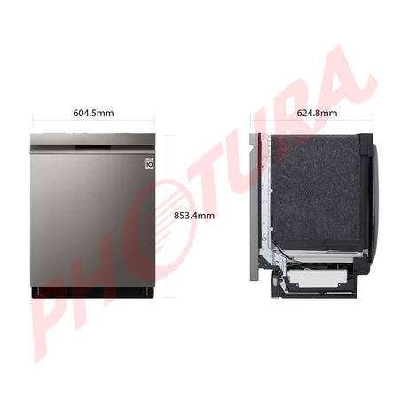 LG Lavaplatos Empotrable de 24" | Inverter Direct Drive | Digital | ThinQ | QuadWash | True Steam | Tercera Rejilla | Silencioso 44 dBA | 15 P/S | Acero Inoxidable