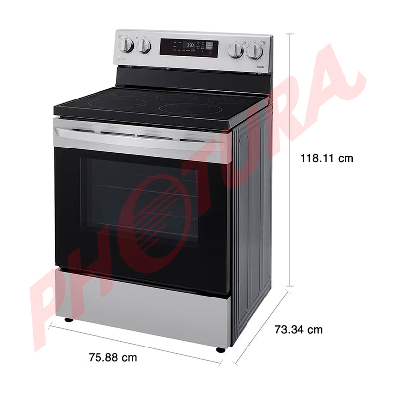 LG Estufa Eléctrica de Acero Inoxidable | 2-en-1 | Smart WiFi ThinQ | 6.3p3 | Panel Digital | 30" | 5 Quemadores | Plateado