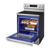 LG Estufa Eléctrica de Acero Inoxidable | 2-en-1 | Smart WiFi ThinQ | 6.3p3 | Air Fryer | Convección | Panel Digital | 30" | 4 Quemadores | Plateado