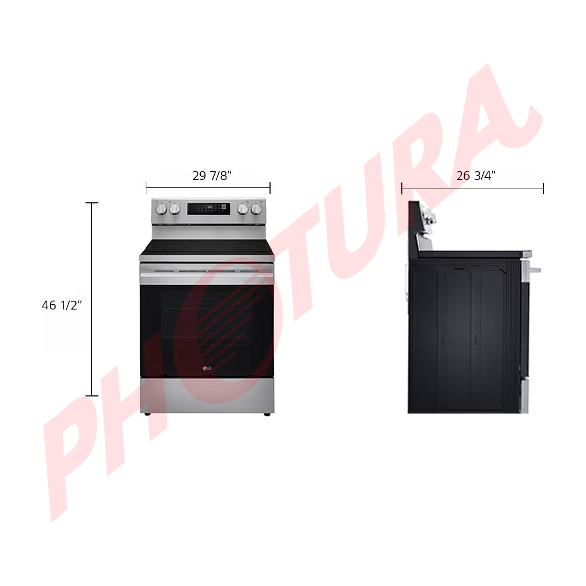 LG Estufa Eléctrica de Acero Inoxidable | 2-en-1 | Smart WiFi ThinQ | 6.3p3 | Air Fryer | Convección | Panel Digital | 30" | 4 Quemadores | Plateado
