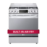 LG Estufa a Gas de Acero Inoxidable | Smart WiFi ThinQ | 5.8p3 | Ultra Heat | Air Fryer | Convección | Panel Digital | Tapa | Plancha | 30" | 5 Quemadores
