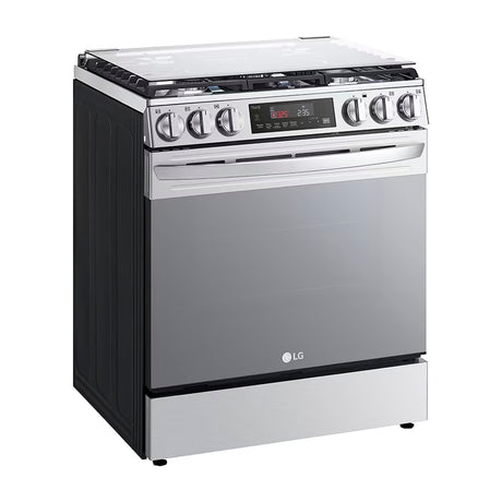 LG Estufa a Gas de Acero Inoxidable | Smart WiFi ThinQ | 5.8p3 | Ultra Heat | Air Fryer | Convección | Panel Digital | Tapa | Plancha | 30" | 5 Quemadores