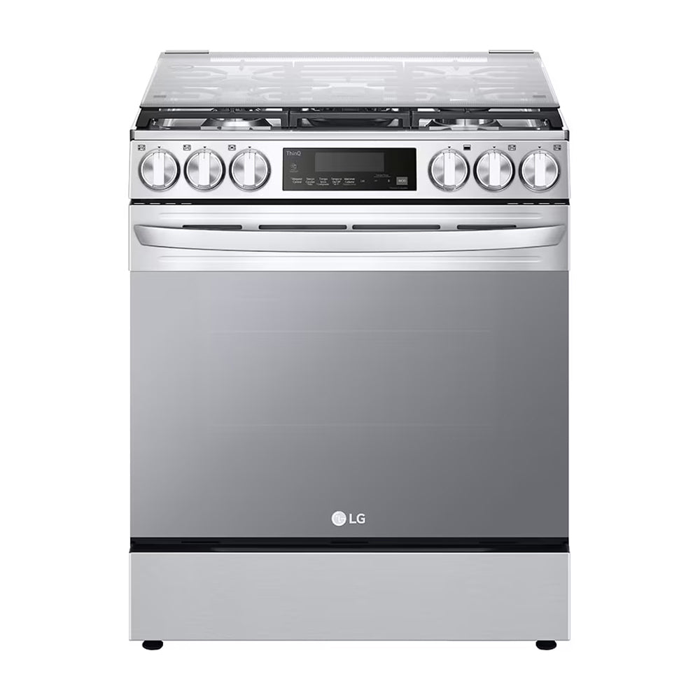 LG Estufa a Gas de Acero Inoxidable | Smart WiFi ThinQ | 5.8p3 | Ultra Heat | Air Fryer | Convección | Panel Digital | Tapa | Plancha | 30" | 5 Quemadores