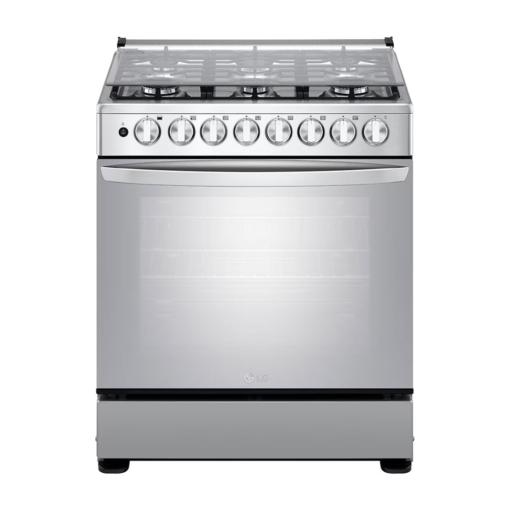 LG Estufa a Gas de Acero Inoxidable | 5.2p3 | EasyClean | Puerta de Doble Capa | Tipo Espejo | Tapa | 30" | 6 Quemadores