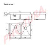 Drija Lucca 84 Fregador Moderno de Acero Inoxidable | Sistema Anti Reboso | Enjuagador de Vasos