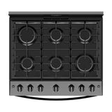 Whirlpool Estufa a Gas de Acero Inoxidable | Quemador Super | Ever Clean | Plancha | 30" | 6 Quemadores | Negro